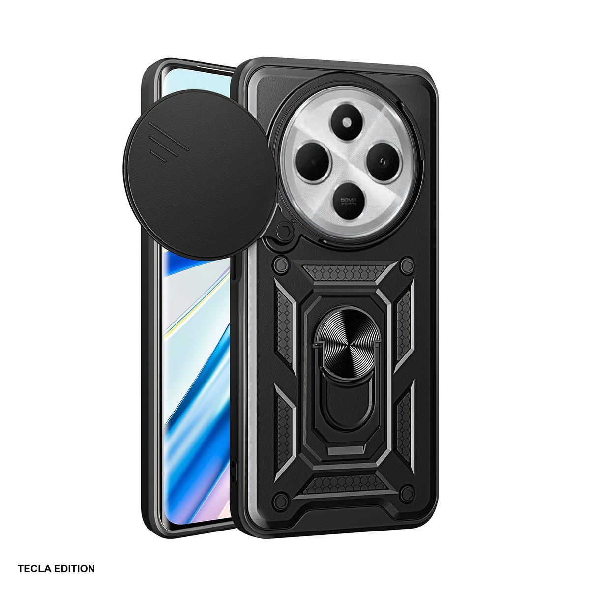 Huse si protectii pentru Xiaomi Redmi 14C 5G - Husa Defender Slide pentru Xiaomi Redmi 14C, Redmi 14C 5G, Carcasa, Negru