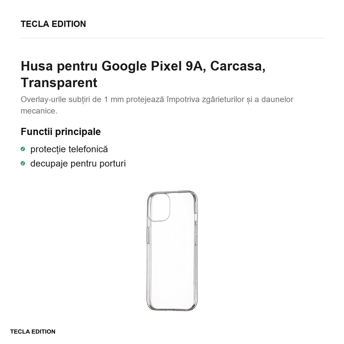 Husa Slim 1 mm pentru Google Pixel 9A, Carcasa, Transparent [1]