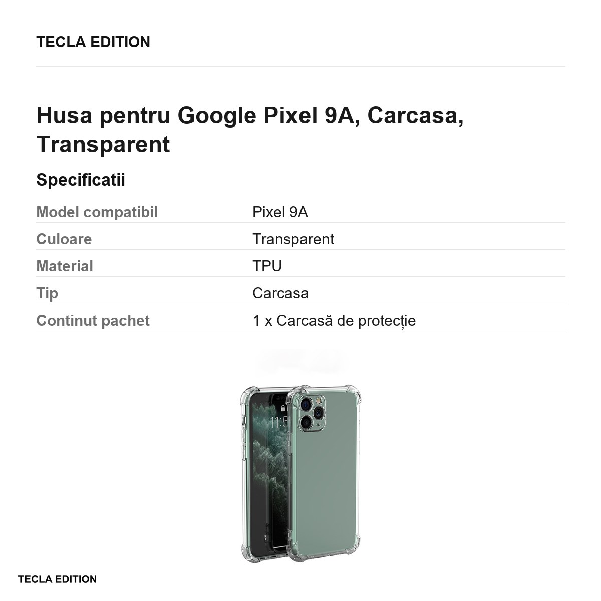 Husa Anti Shock 1,5 mm pentru Google Pixel 9A, Carcasa, Transparent [2]