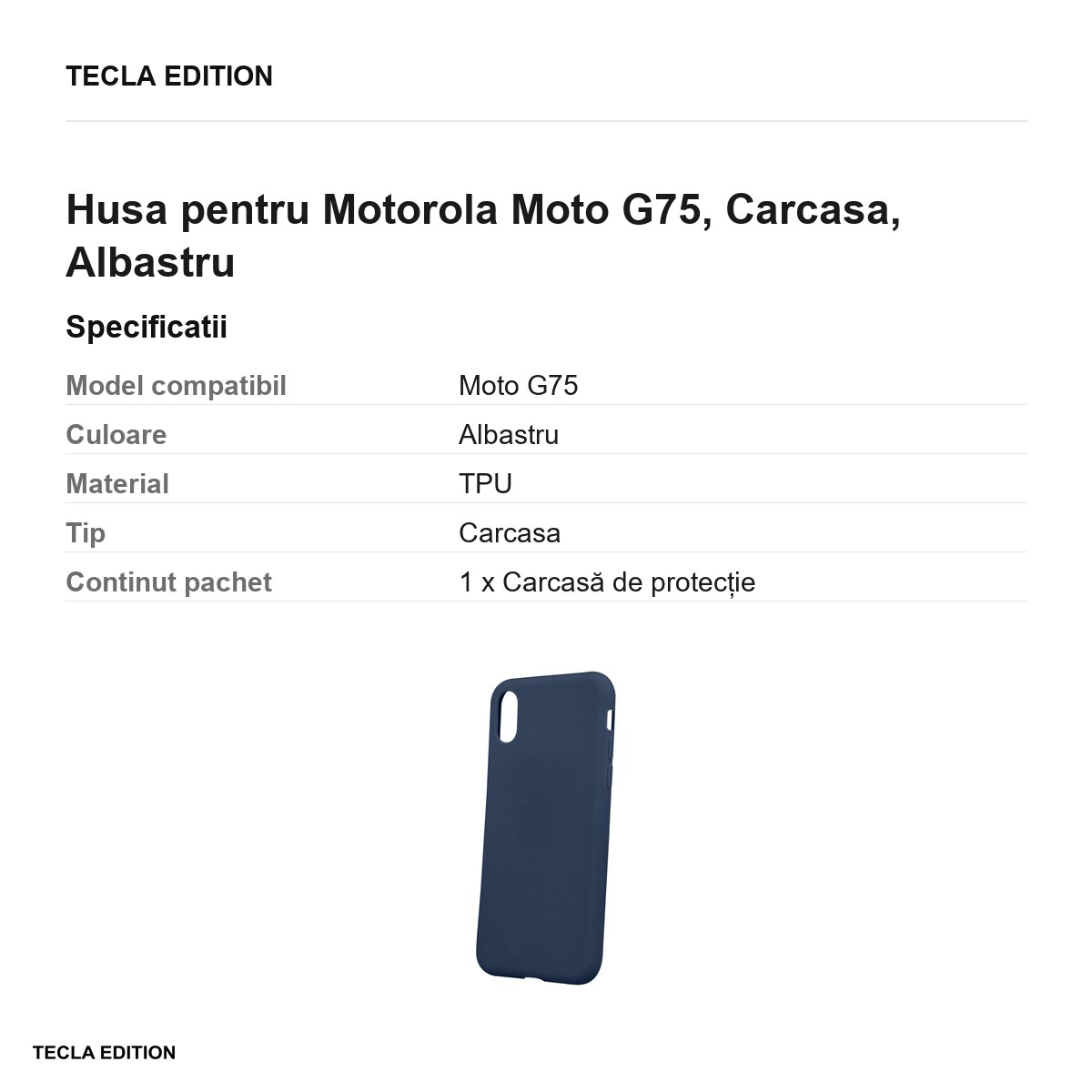 Husa Matt TPU pentru Motorola Moto G75, Carcasa, Albastru [2]