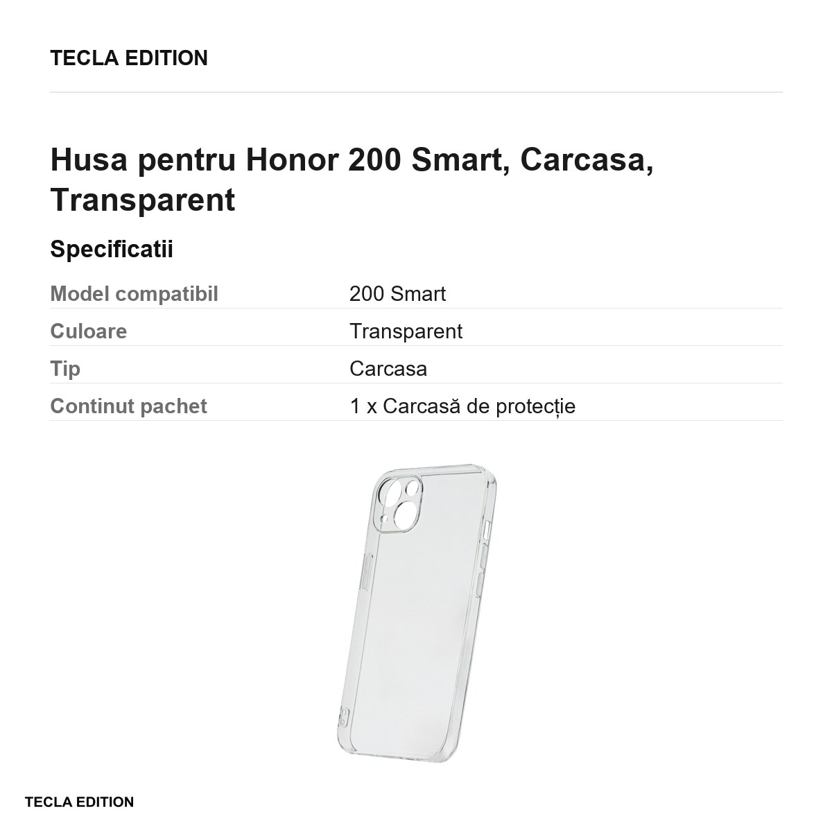 Husa Slim 2 mm pentru Honor 200 Smart, Carcasa, Transparent [2]