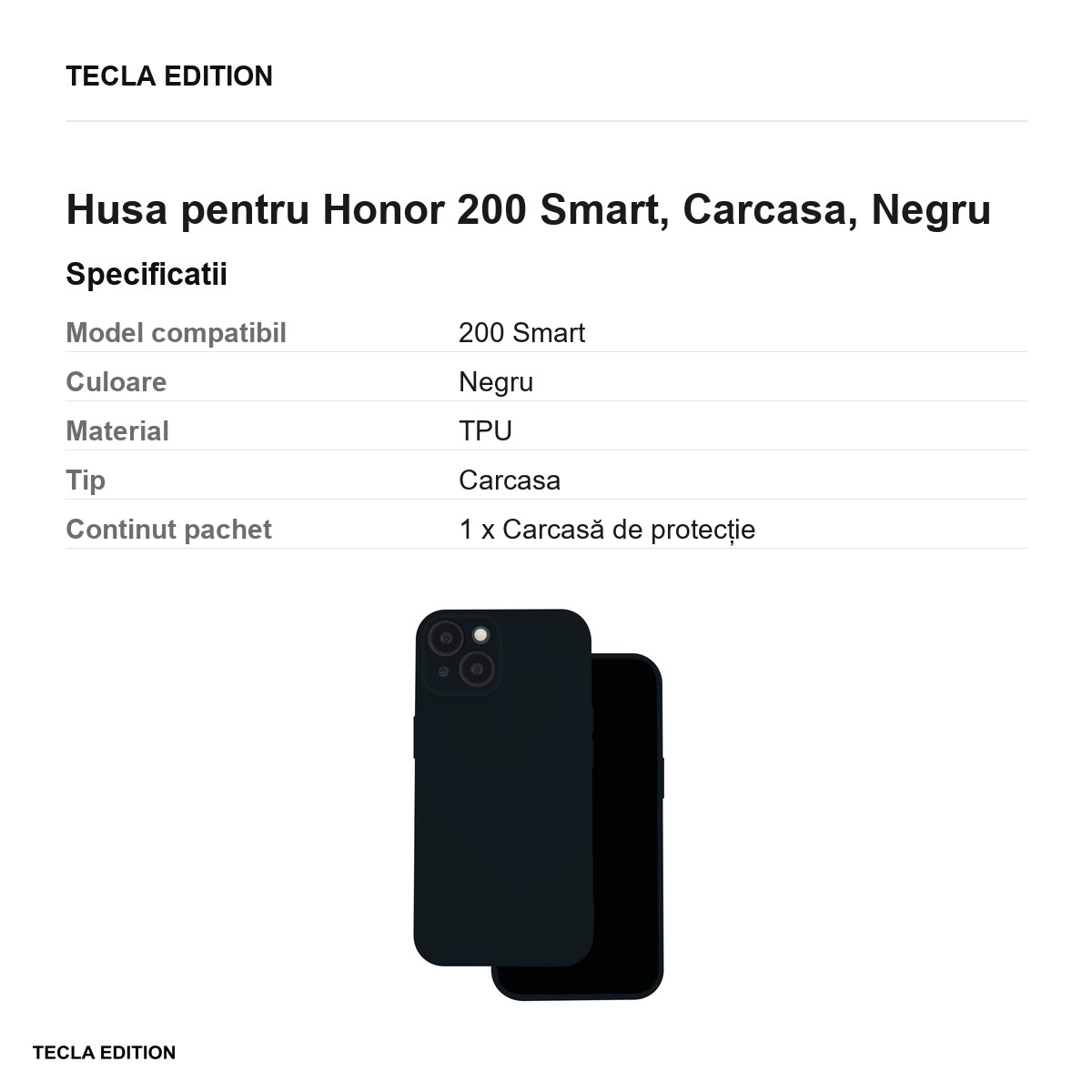 Husa Silicon pentru Honor 200 Smart, Carcasa, Negru [2]
