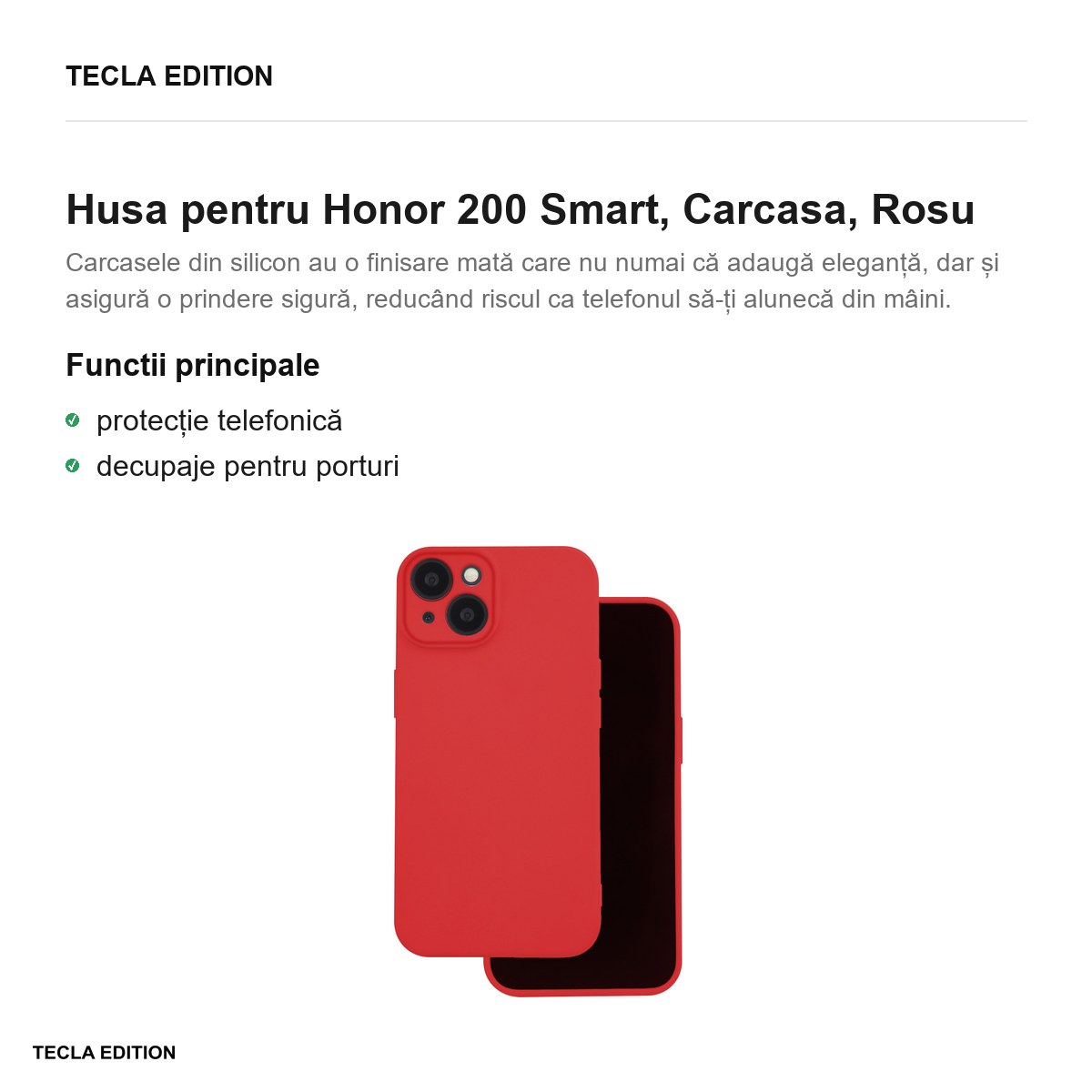 Husa Silicon pentru Honor 200 Smart, Carcasa, Rosu [1]