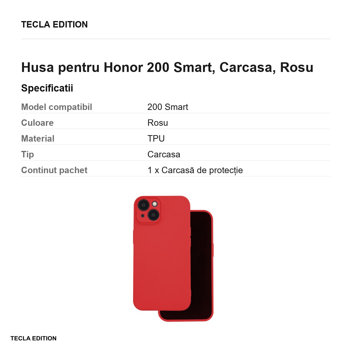 Husa Silicon pentru Honor 200 Smart, Carcasa, Rosu [2]