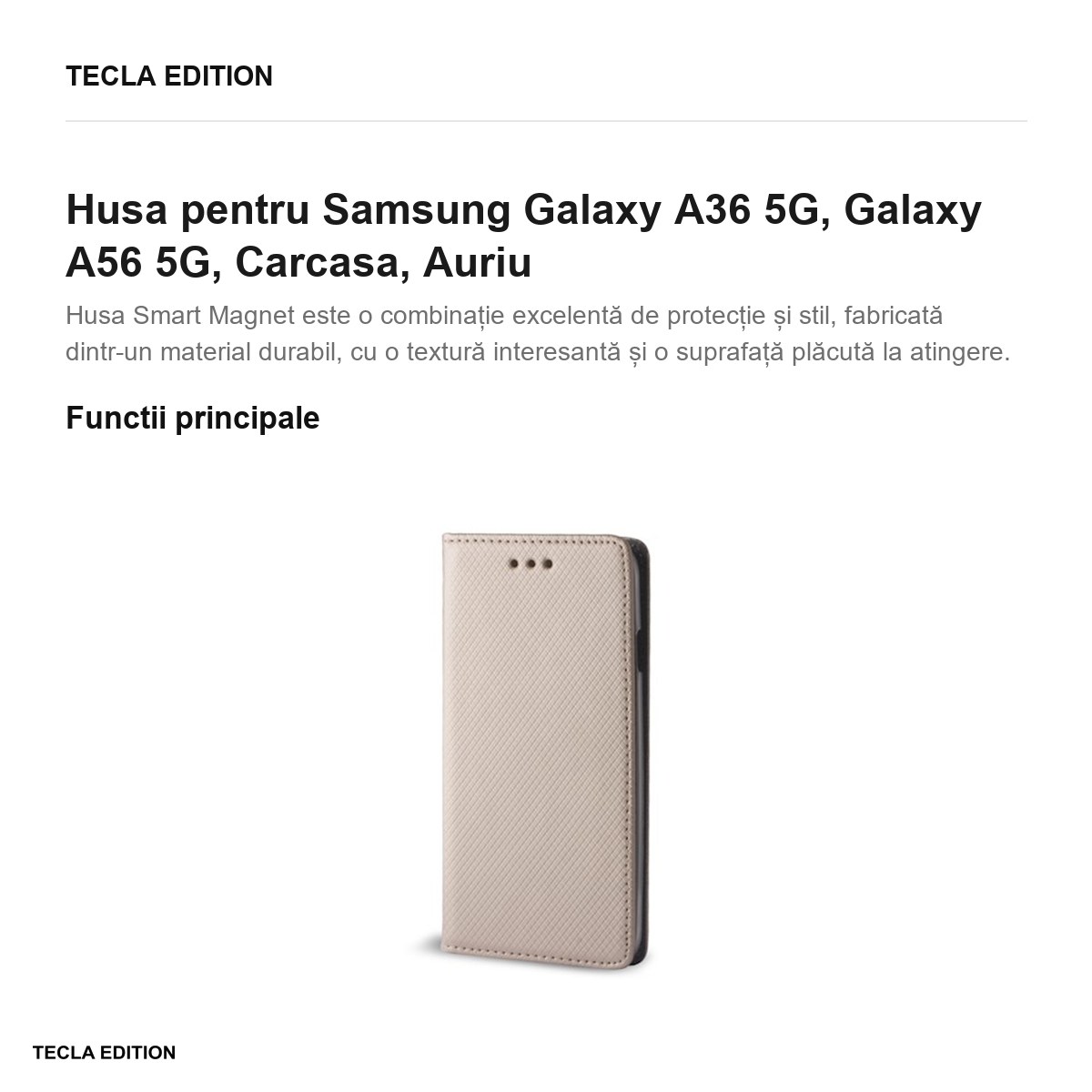 Husa Smart Magnet pentru Samsung Galaxy A36 5G, Galaxy A56 5G, tip carte, Auriu [1]