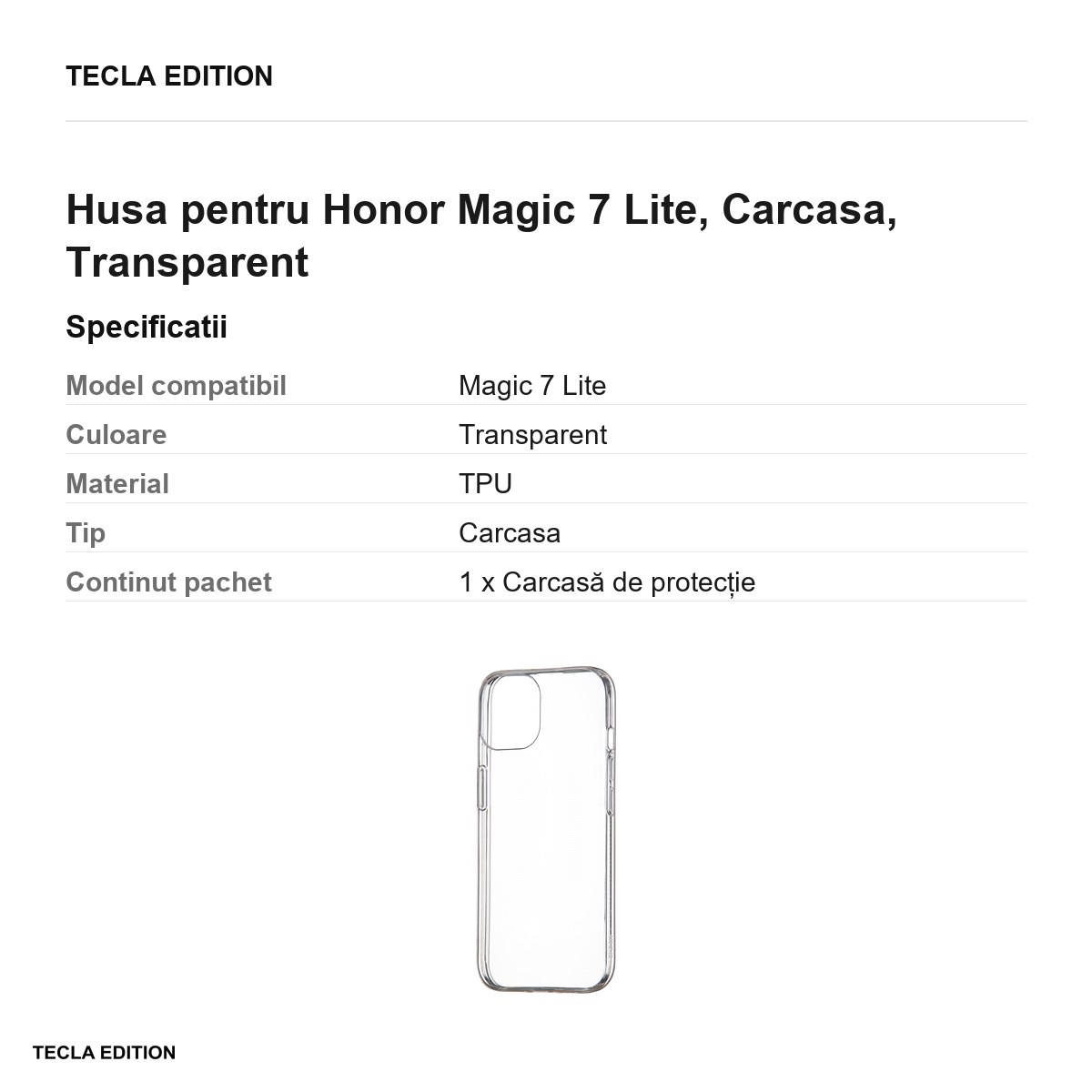 Husa Slim 1 mm pentru Honor Magic 7 Lite, Carcasa, Transparent [2]
