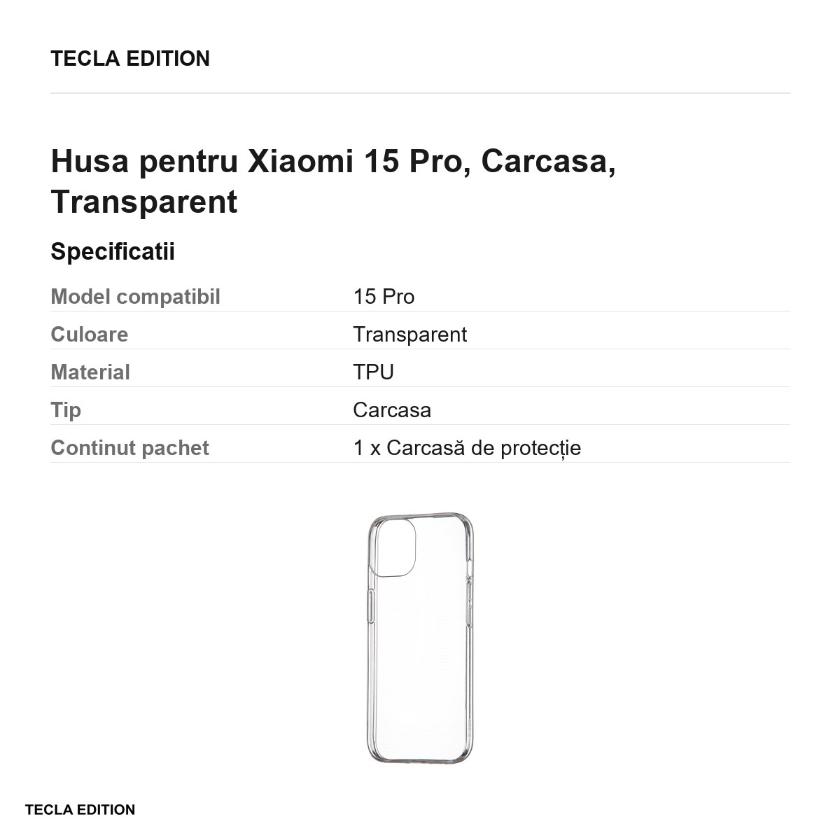Husa Slim 1 mm pentru Xiaomi 15 Pro, Carcasa, Transparent [2]