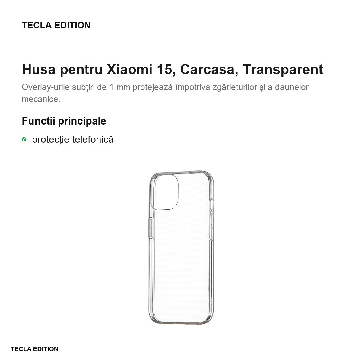 Husa Slim 1 mm pentru Xiaomi 15, Carcasa, Transparent [1]