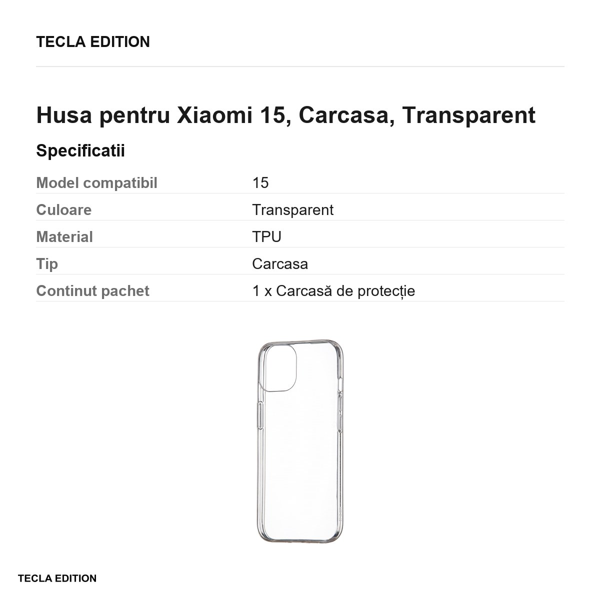 Husa Slim 1 mm pentru Xiaomi 15, Carcasa, Transparent [2]
