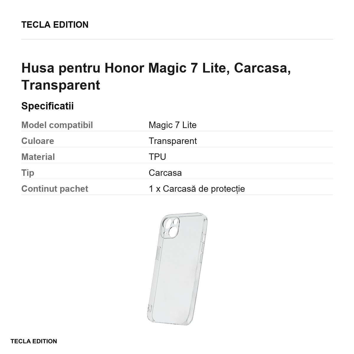 Husa Slim 2 mm pentru Honor Magic 7 Lite, Carcasa, Transparent [2]