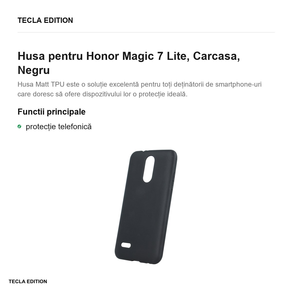 Husa Matt TPU pentru Honor Magic 7 Lite, Carcasa, Negru [1]