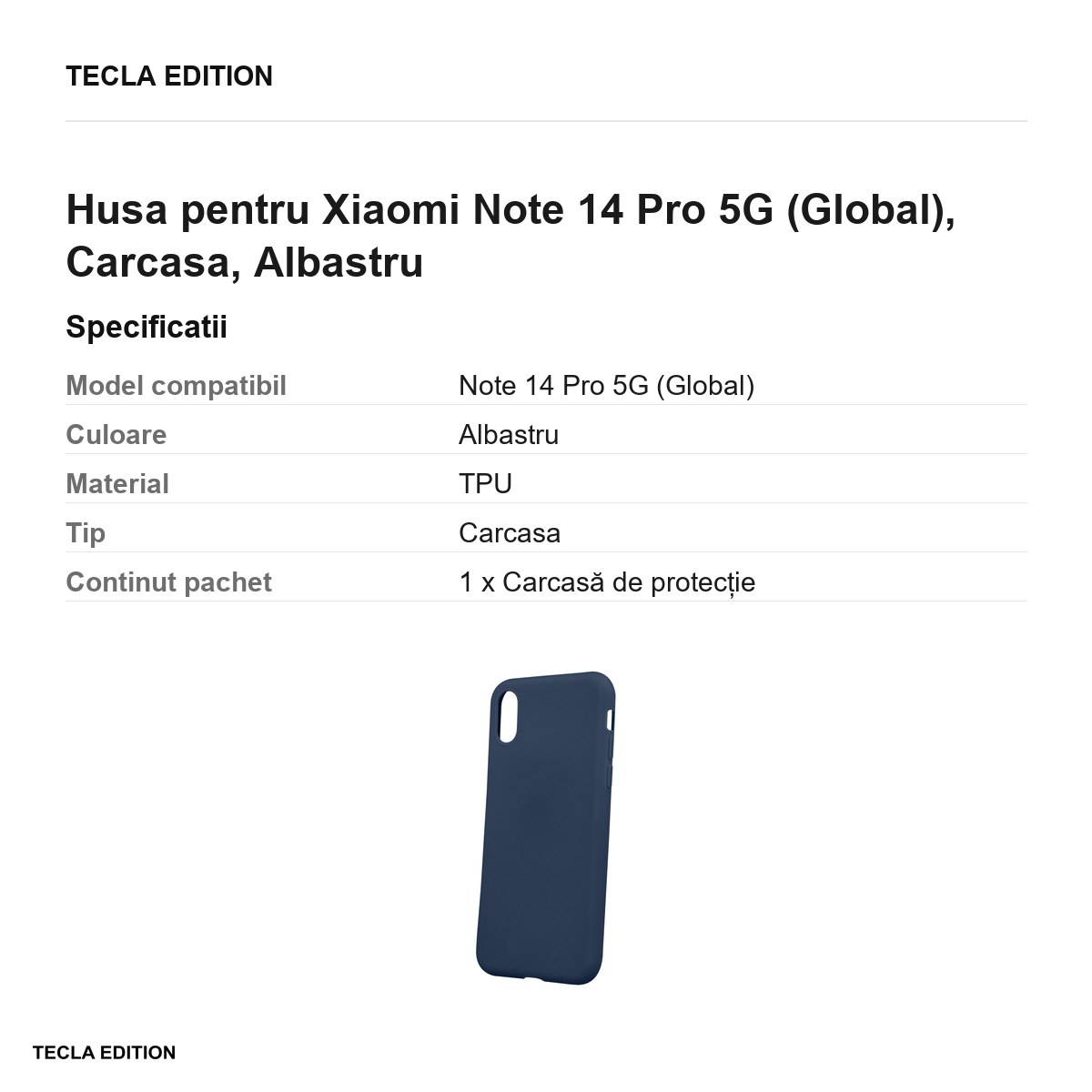 Husa Matt TPU pentru Xiaomi Note 14 Pro 5G (Global), Carcasa, Albastru [2]