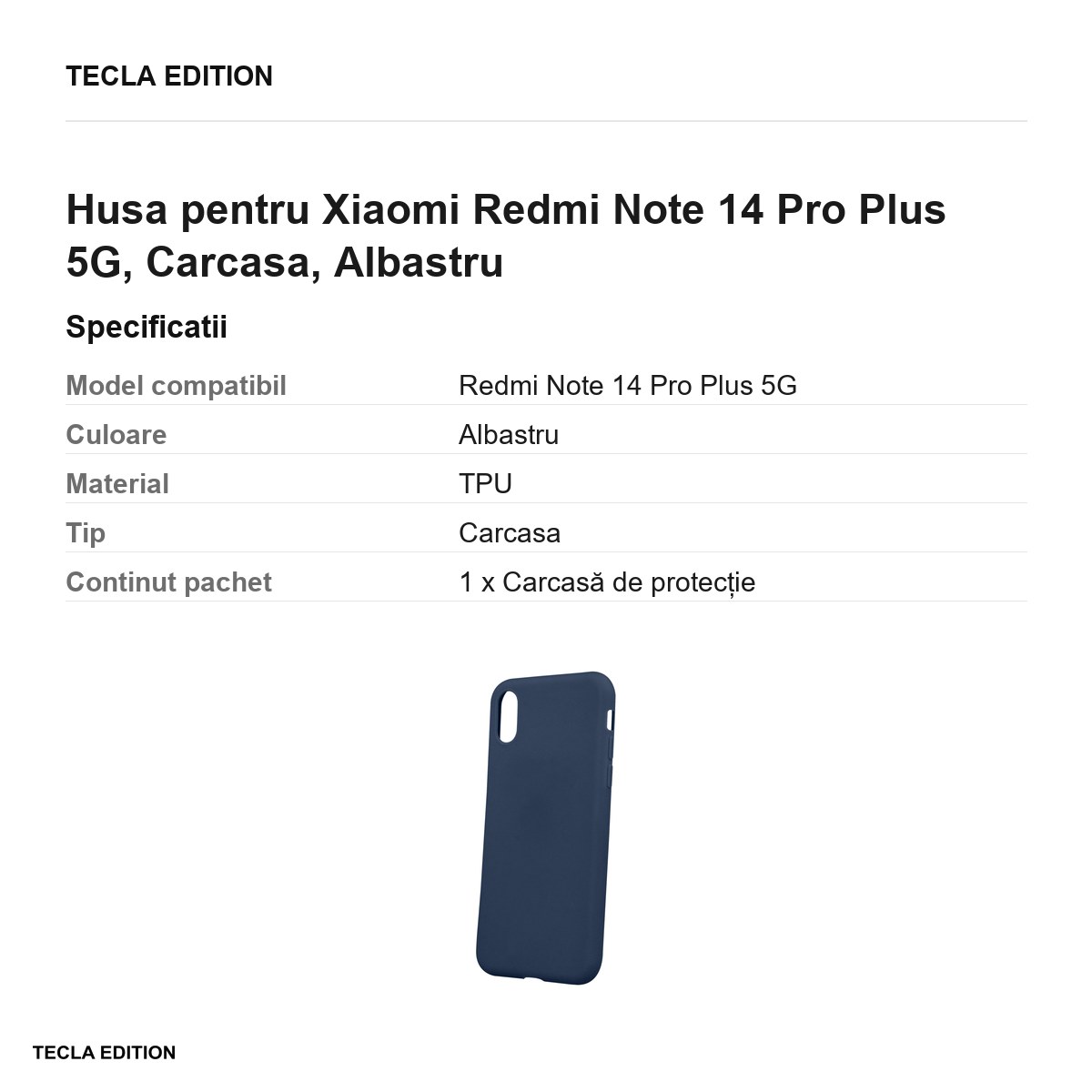 Husa Matt TPU pentru Xiaomi Redmi Note 14 Pro Plus 5G, Carcasa, Albastru [2]