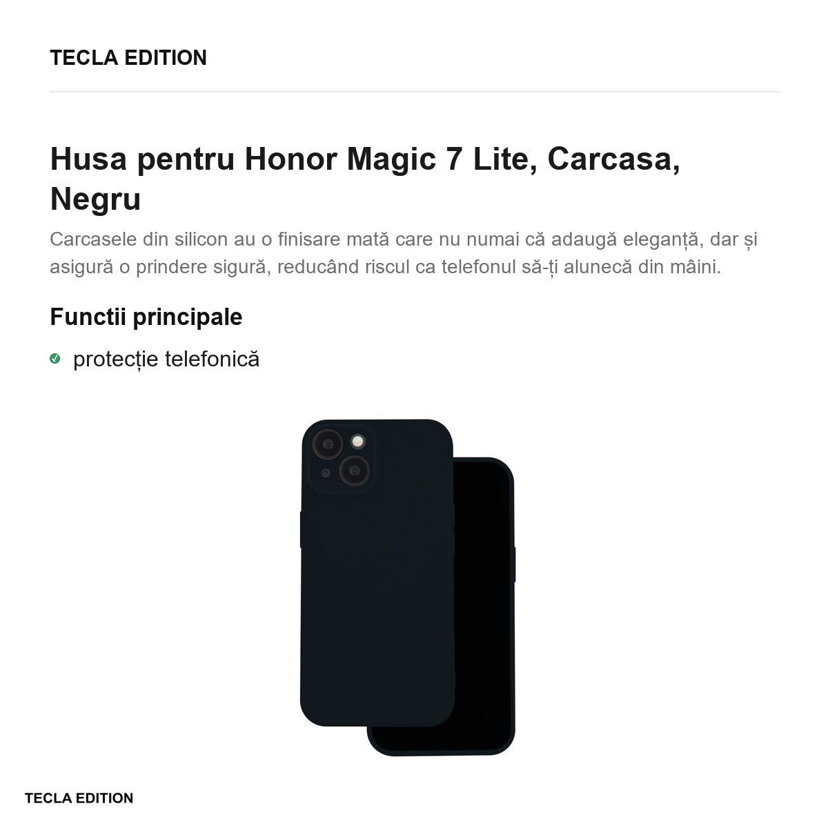 Husa Silicon pentru Honor Magic 7 Lite, Carcasa, Negru [1]