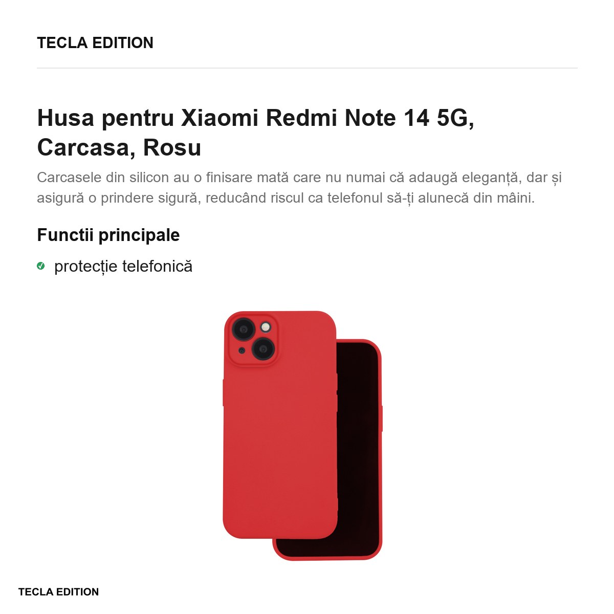Husa Silicon pentru Xiaomi Redmi Note 14 5G, Carcasa, Rosu [1]