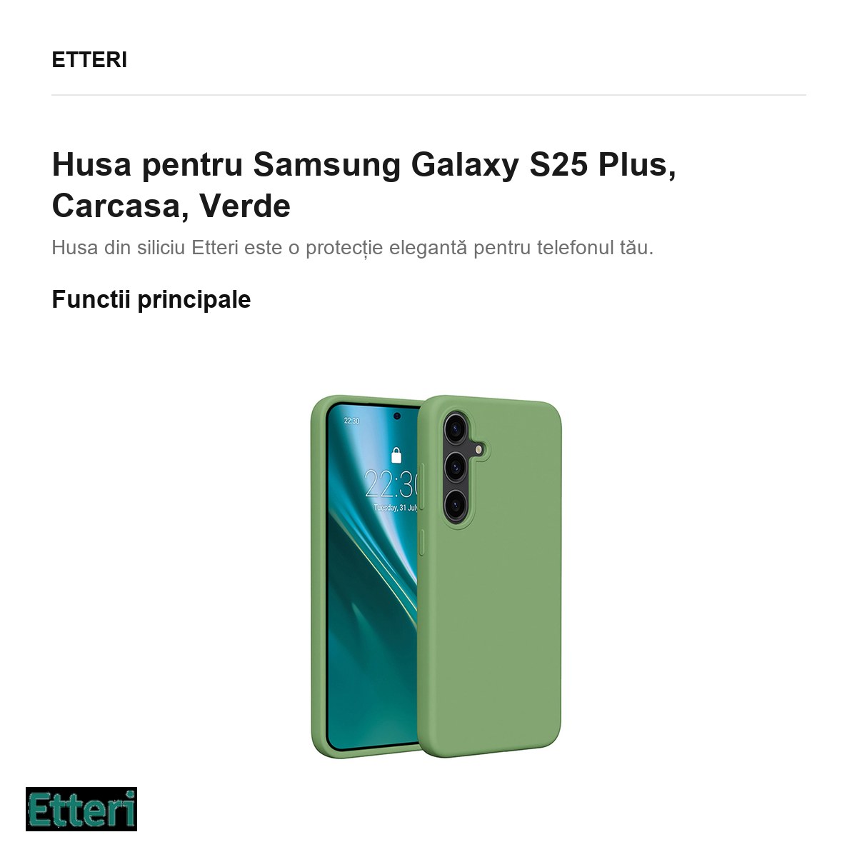 Husa Etteri Silicone pentru Samsung Galaxy S25 Plus, Carcasa, Verde [1]