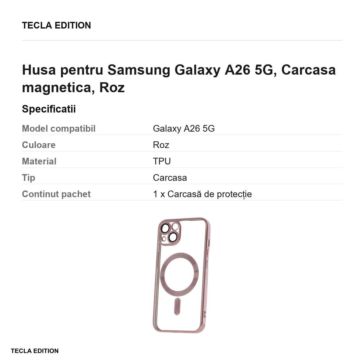Husa Color Chrome Mag rose pentru Samsung Galaxy A26 5G, Carcasa magnetica, Roz [2]