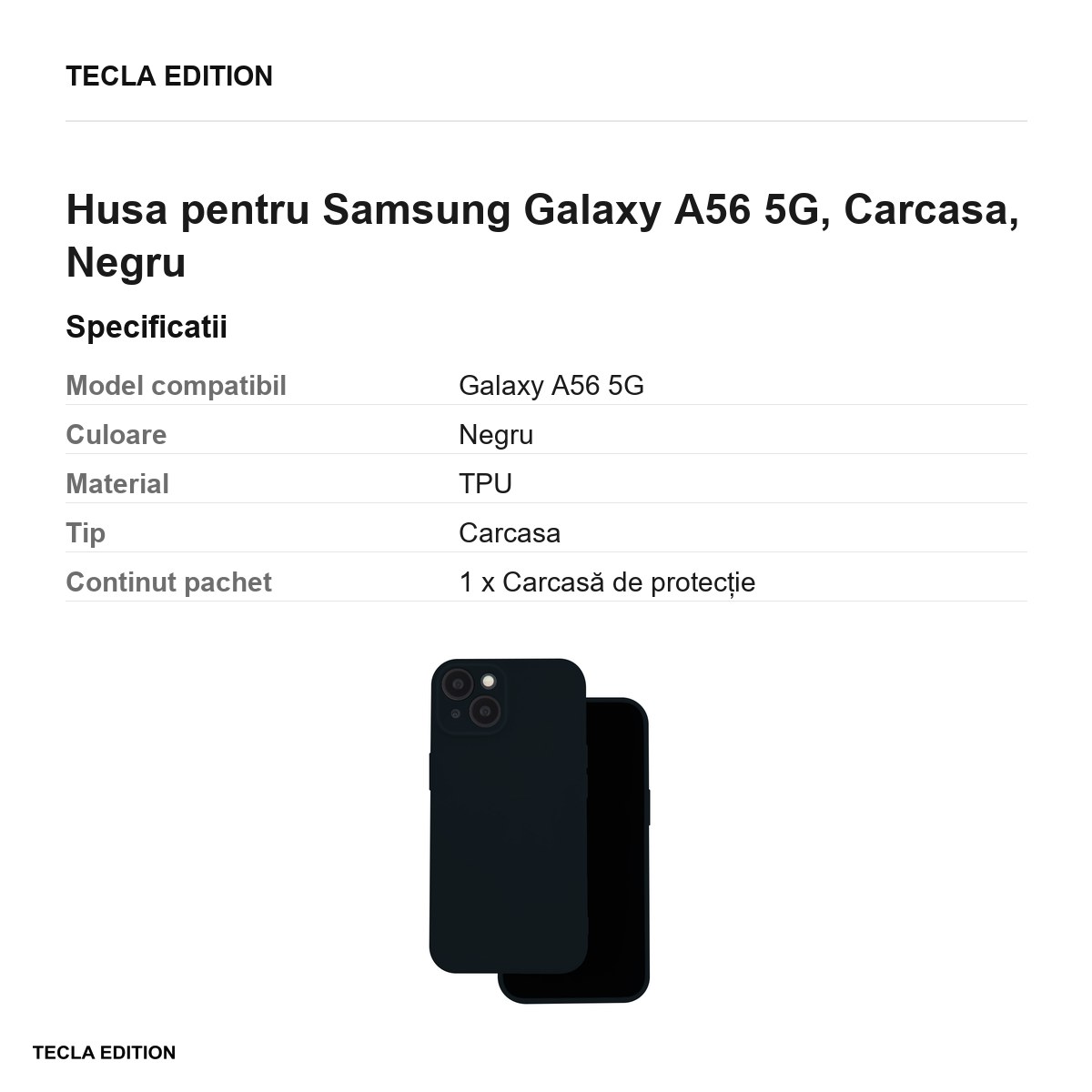 Husa Silicon pentru Samsung Galaxy A56 5G, Carcasa, Negru [2]