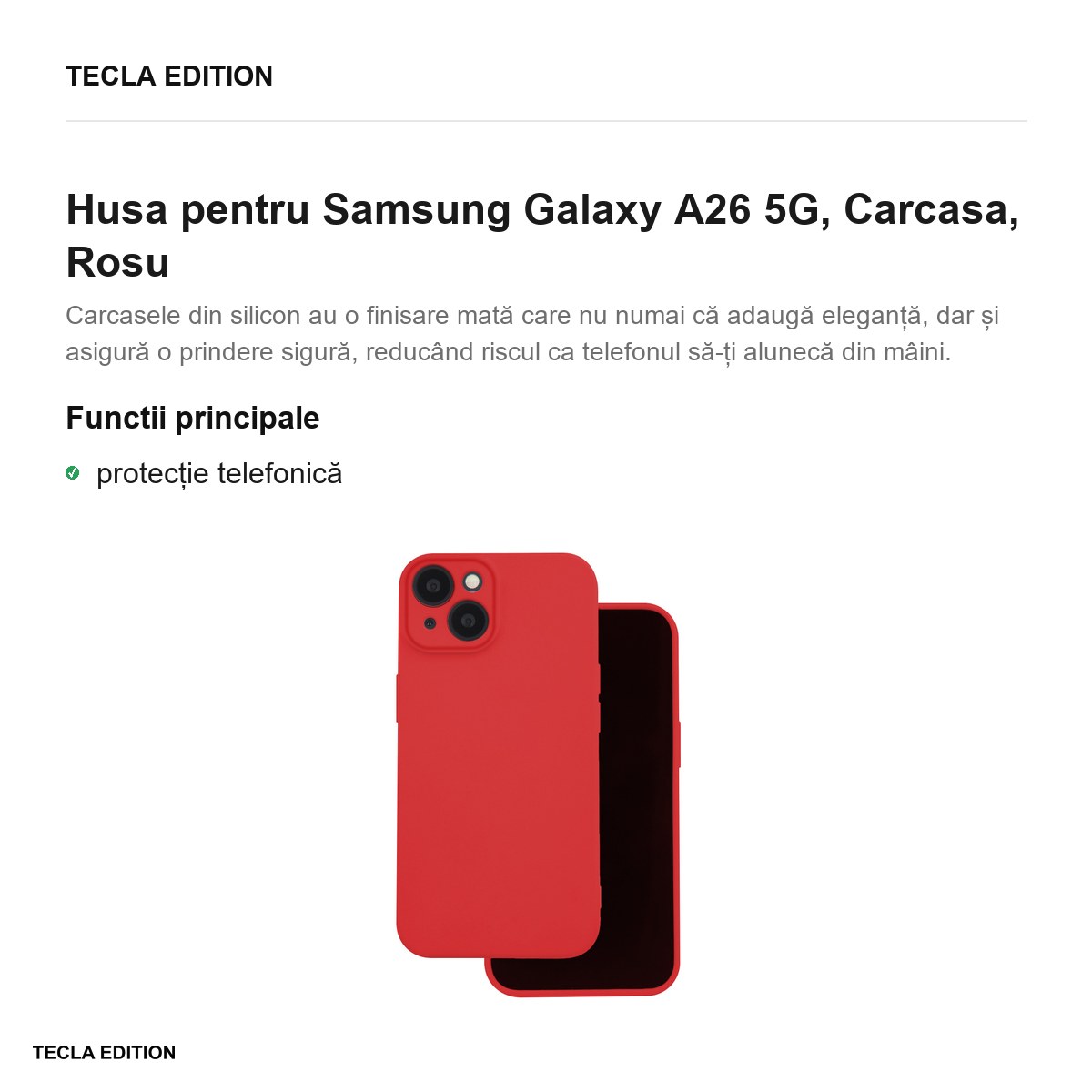 Husa Silicon pentru Samsung Galaxy A26 5G, Carcasa, Rosu [1]