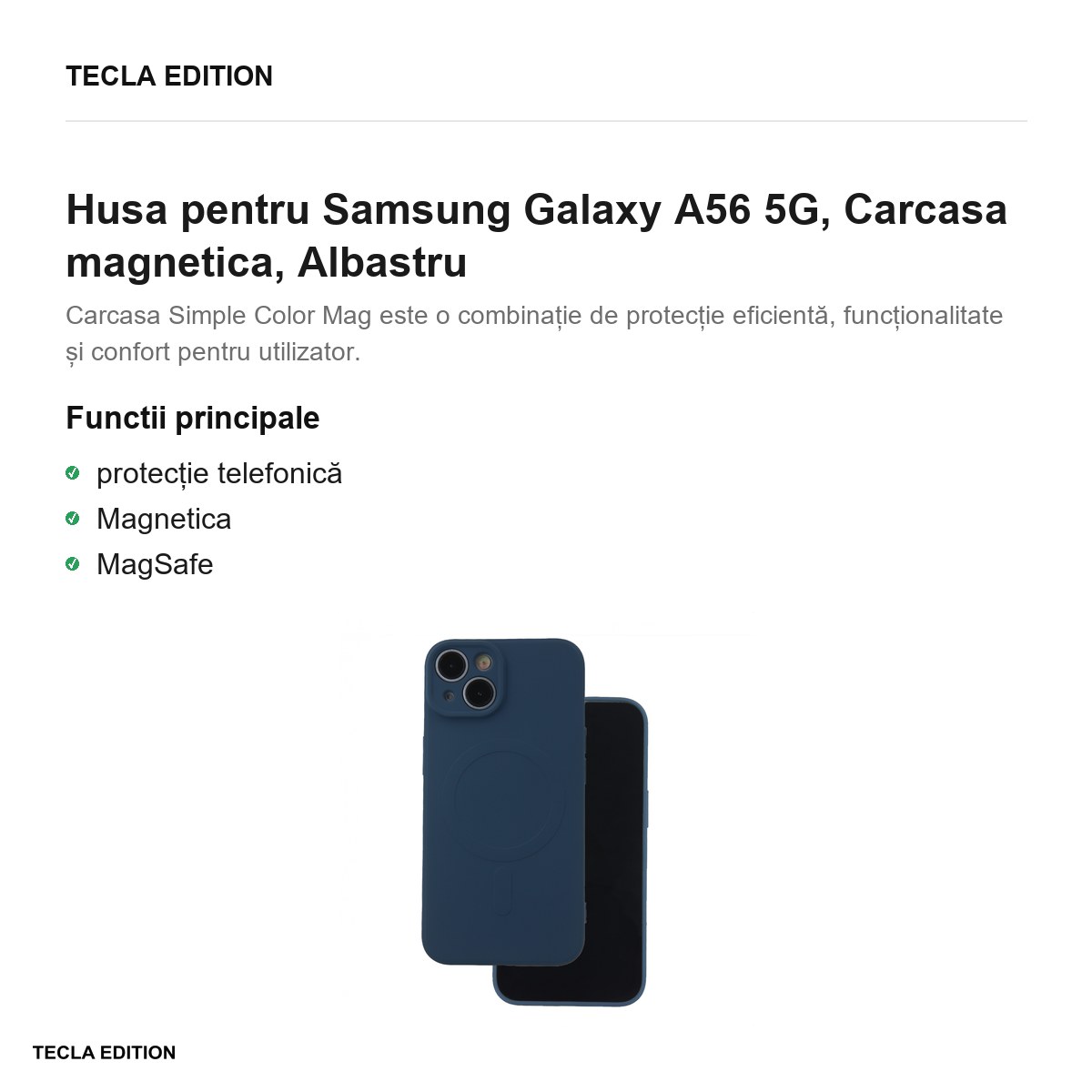 Husa Simple Color Mag pentru Samsung Galaxy A56 5G, Carcasa magnetica, Albastru [1]