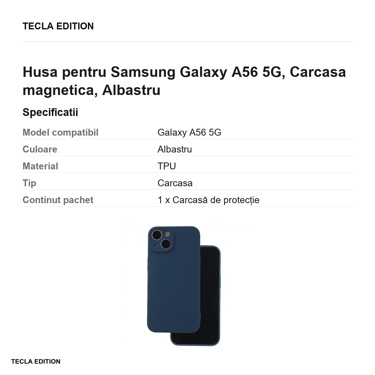 Husa Simple Color Mag pentru Samsung Galaxy A56 5G, Carcasa magnetica, Albastru [2]