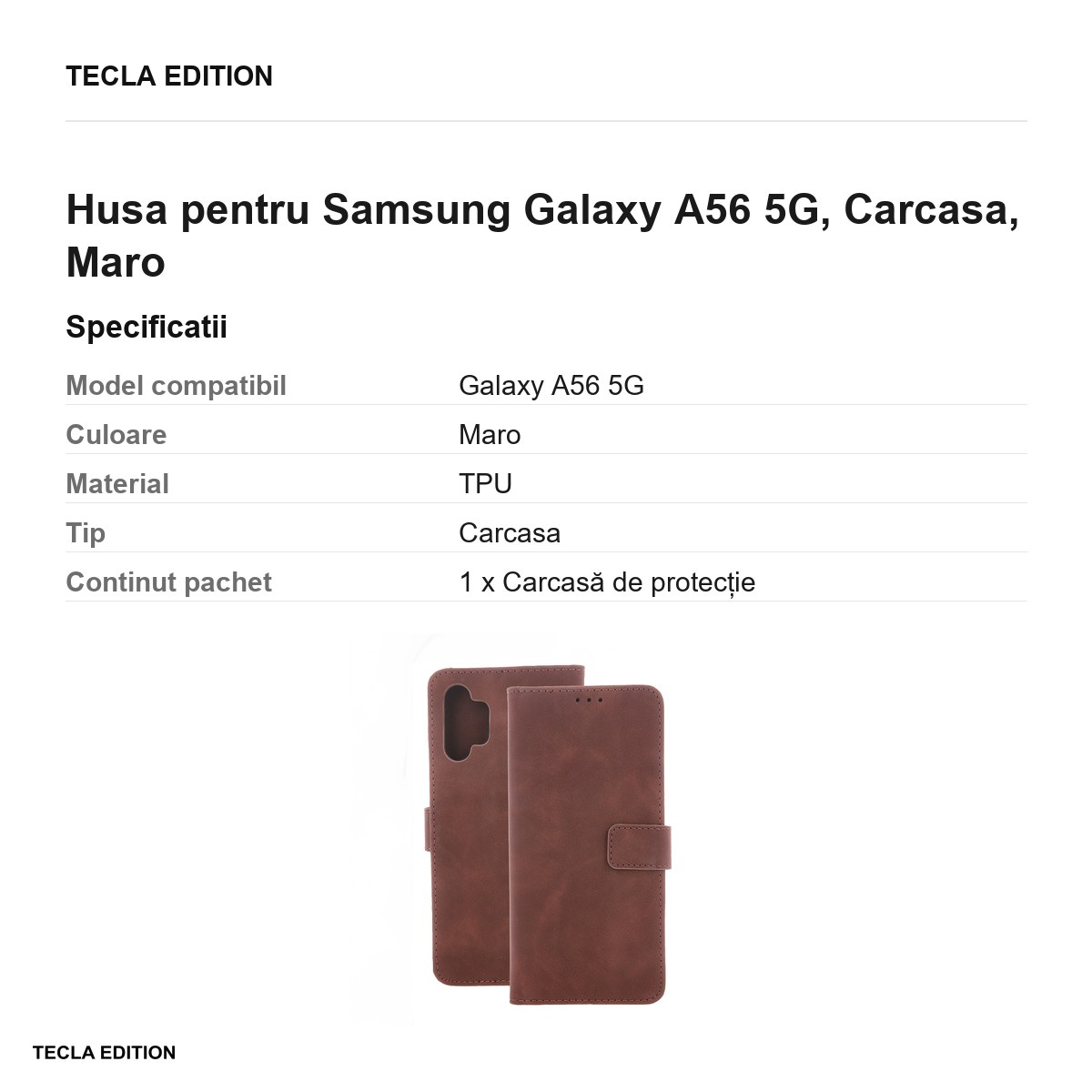 Husa Smart Velvet pentru Samsung Galaxy A56 5G, tip carte, Maro [2]