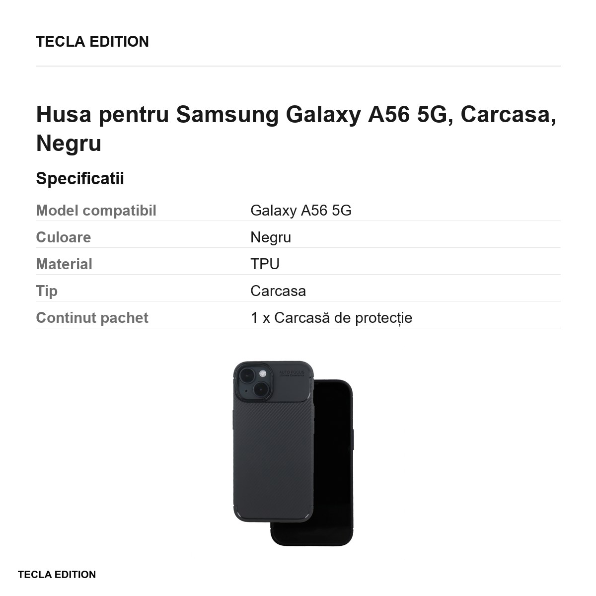 Husa Carbon Black pentru Samsung Galaxy A56 5G, Carcasa, Negru [2]