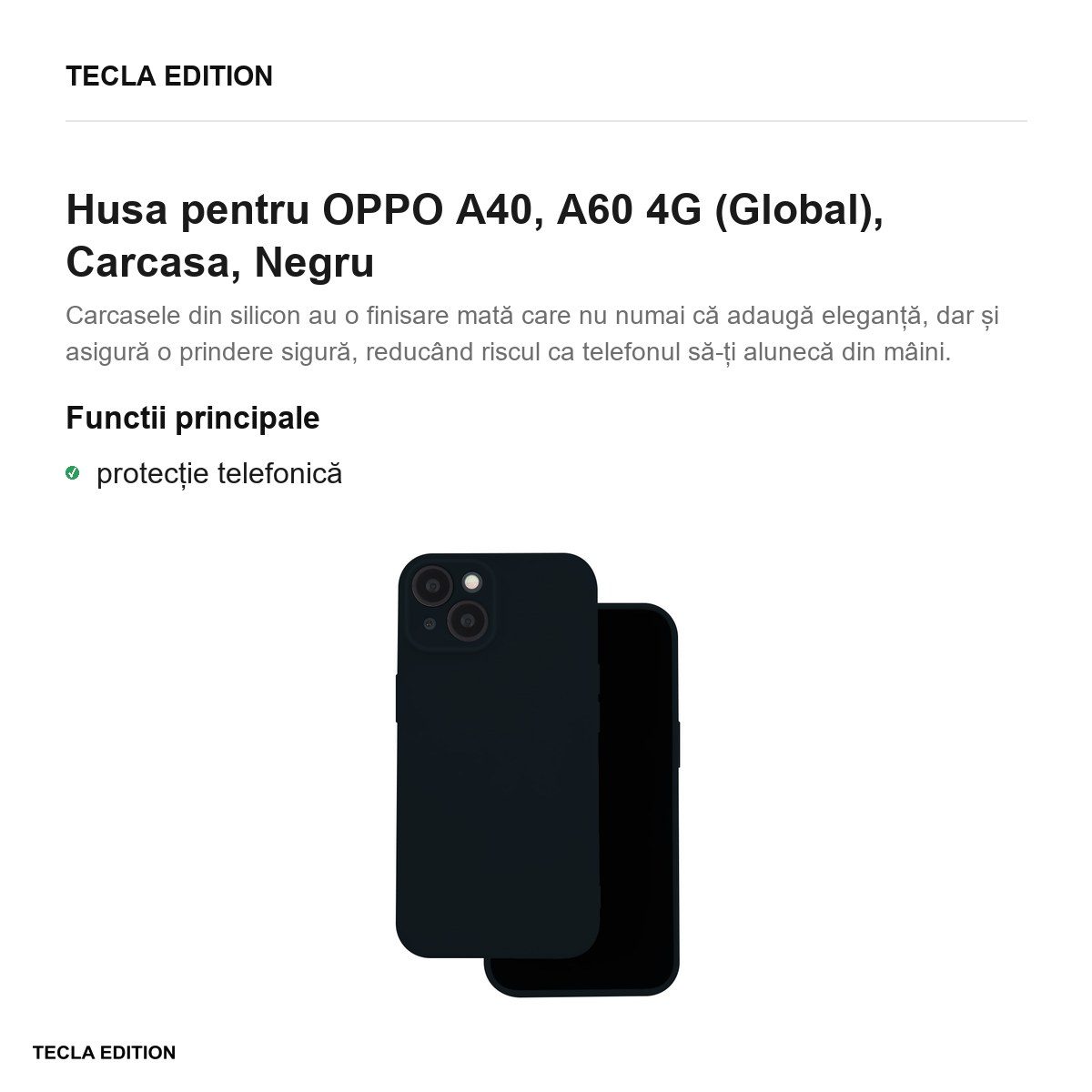 Husa Silicon pentru OPPO A40, A60 4G (Global), Carcasa, Negru [1]