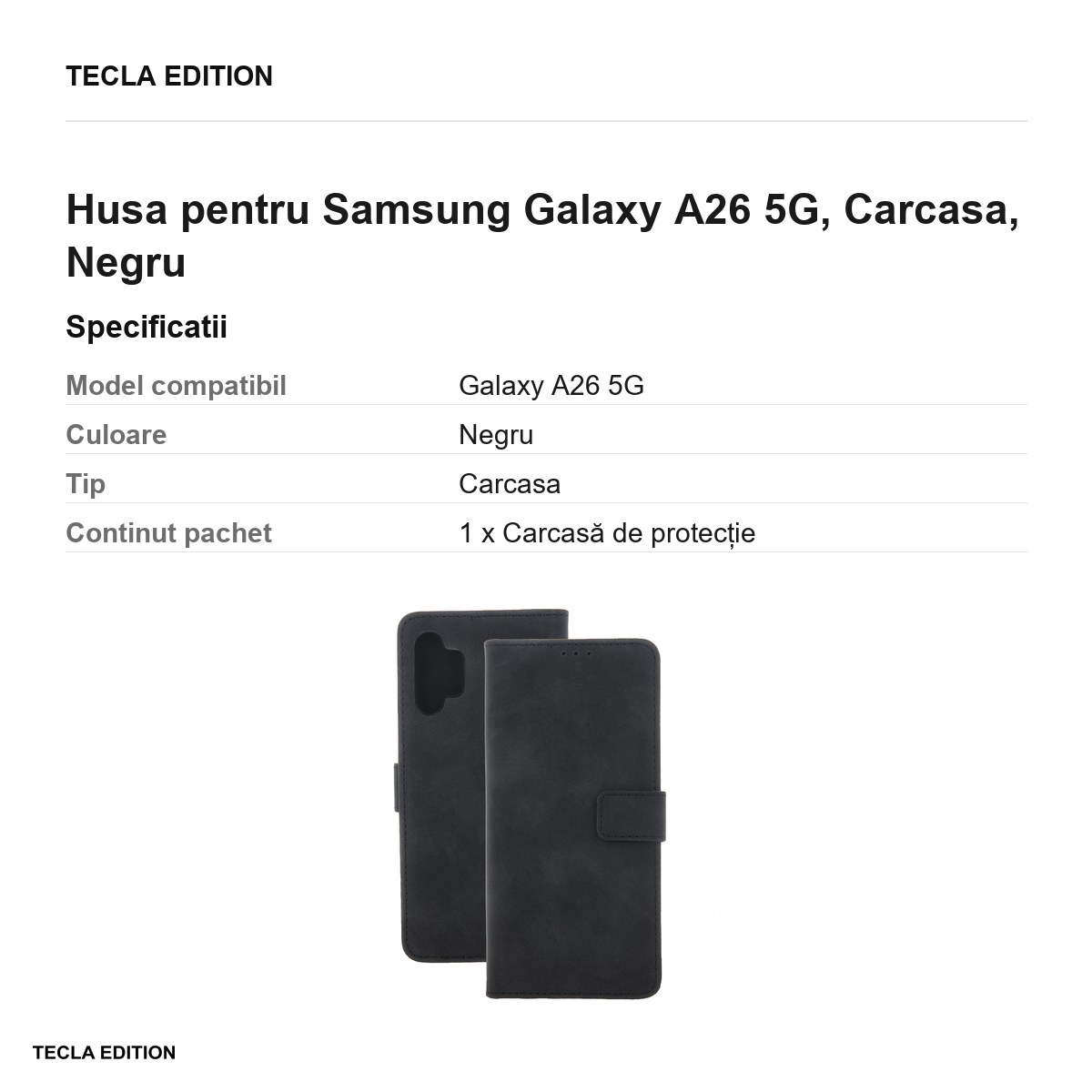 Husa Smart Velvet pentru Samsung Galaxy A26 5G, tip carte, Negru [2]