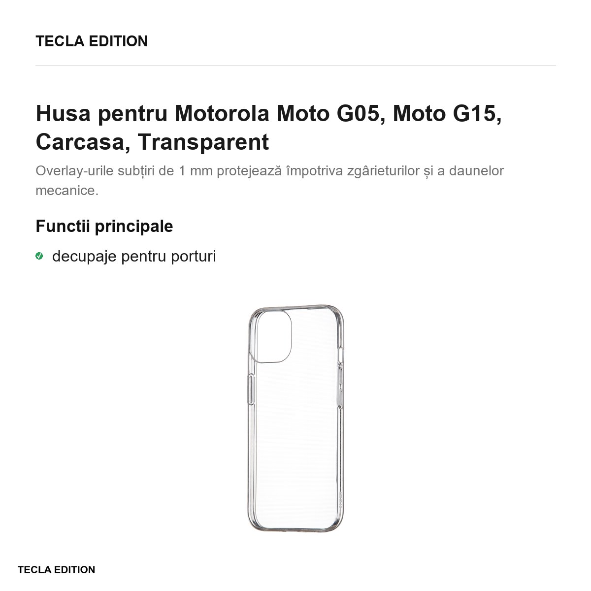 Husa Slim 1mm pentru Motorola Moto G05, Moto G15, Carcasa, Transparent [1]