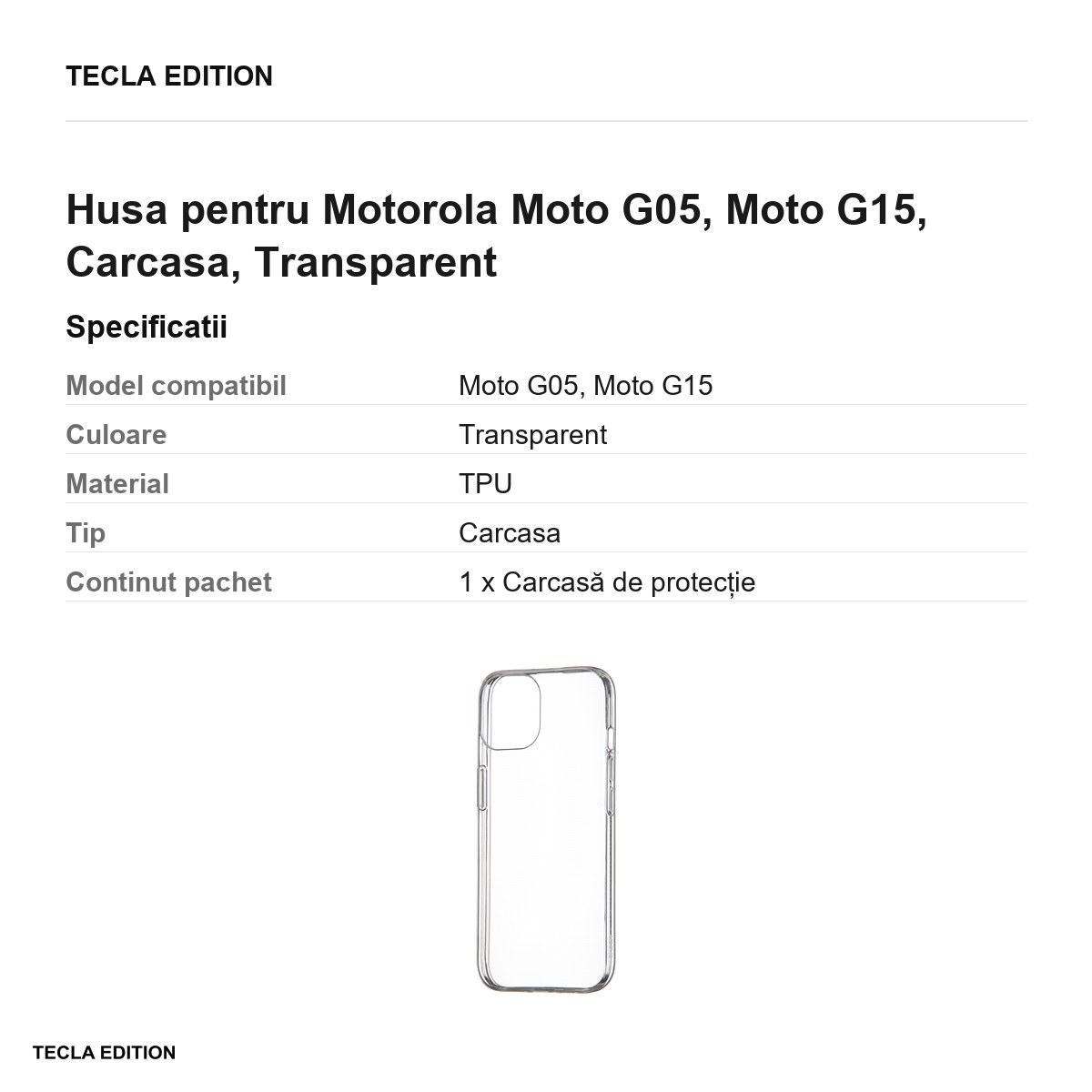 Husa Slim 1mm pentru Motorola Moto G05, Moto G15, Carcasa, Transparent [2]