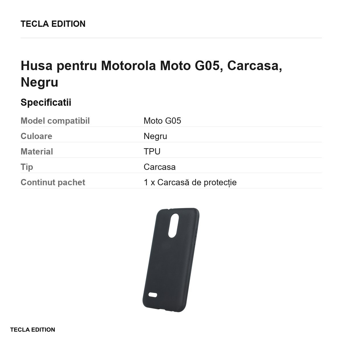 Husa Matt TPU pentru Motorola Moto G05, Carcasa, Negru [2]