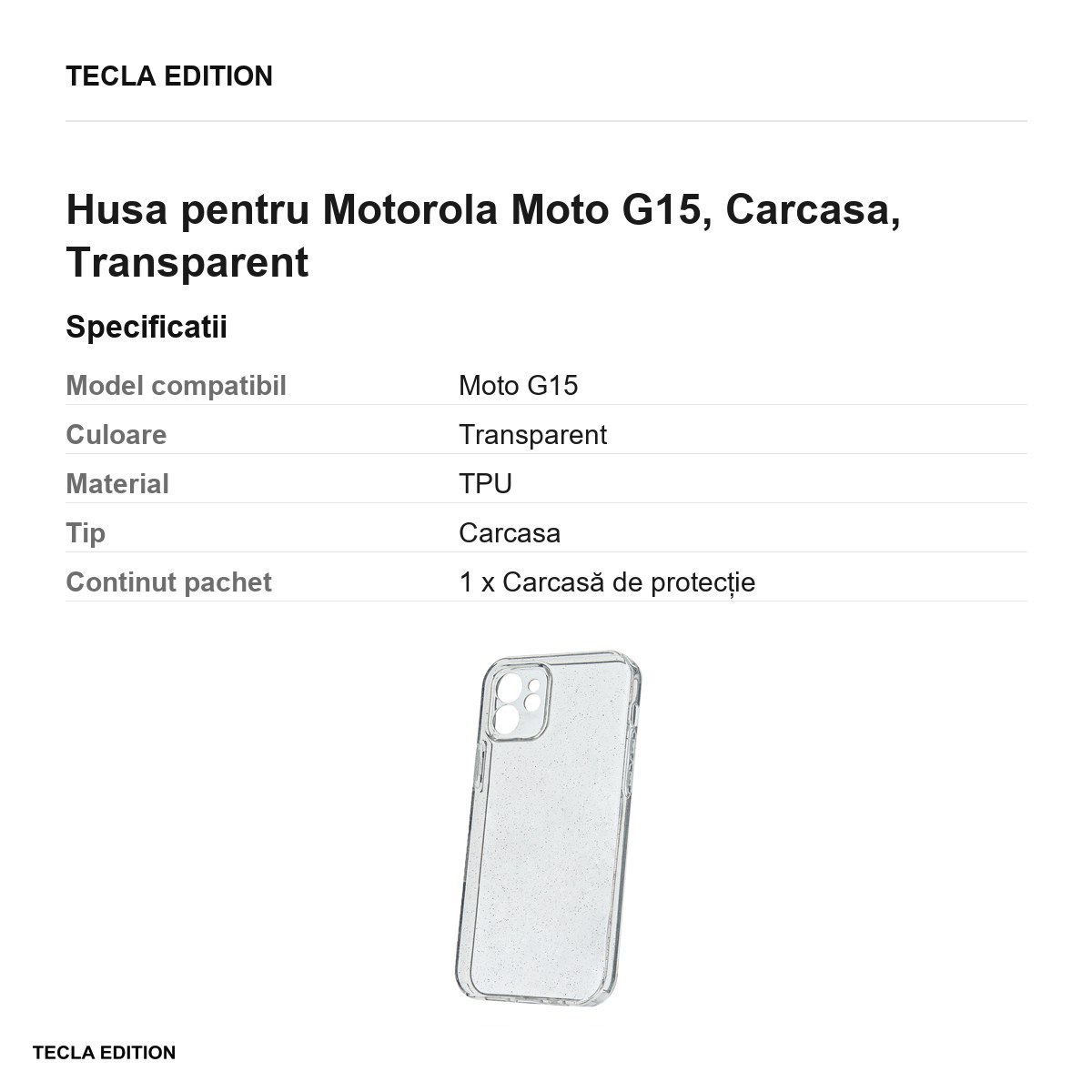 Husa Shine pentru Motorola Moto G15, Carcasa, Transparent [2]