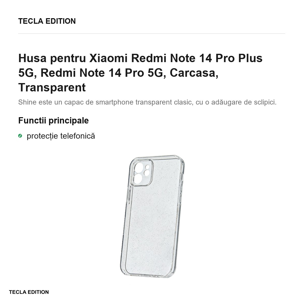 Husa Shine pentru Xiaomi Redmi Note 14 Pro Plus 5G, Redmi Note 14 Pro 5G, Carcasa, Transparent [1]
