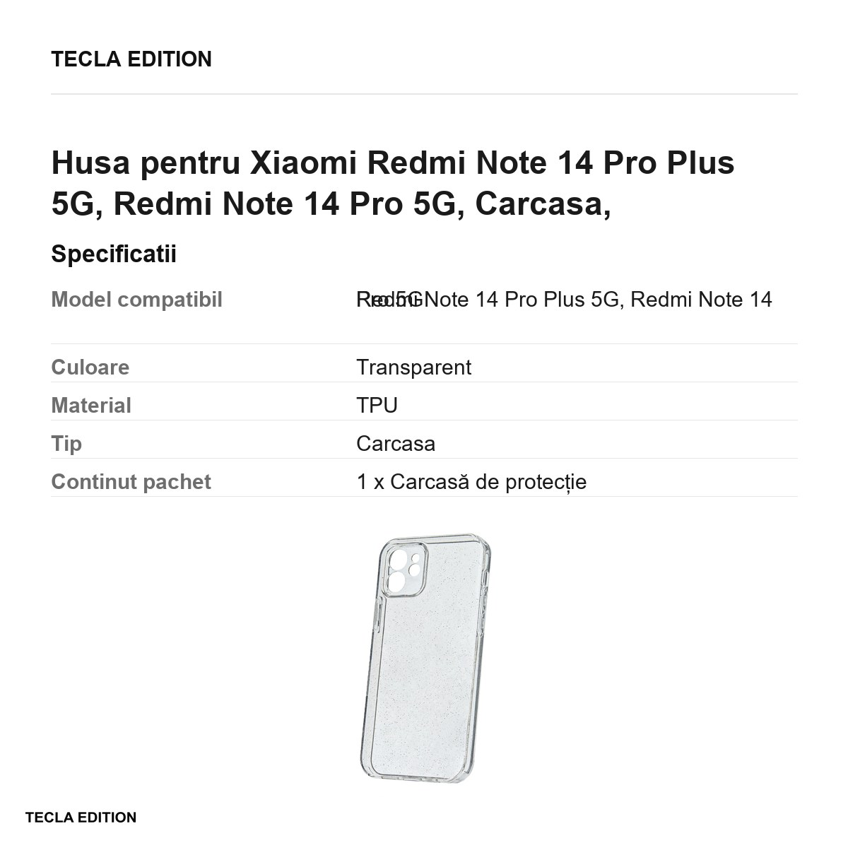 Husa Shine pentru Xiaomi Redmi Note 14 Pro Plus 5G, Redmi Note 14 Pro 5G, Carcasa, Transparent [2]
