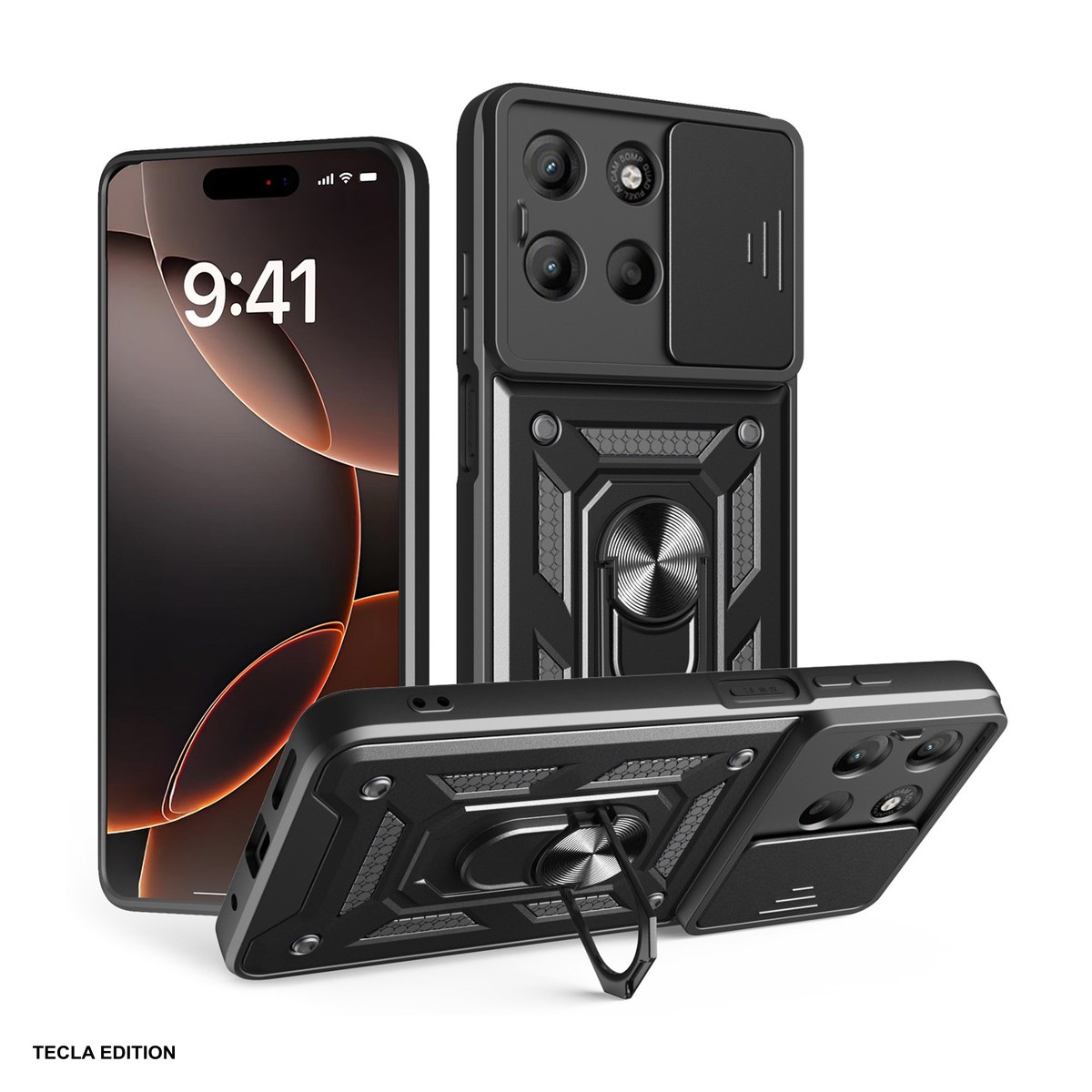 Huse si protectii pentru Motorola Moto G15 - Husa Defender Slide pentru Motorola Moto G15, Carcasa magnetica, Negru