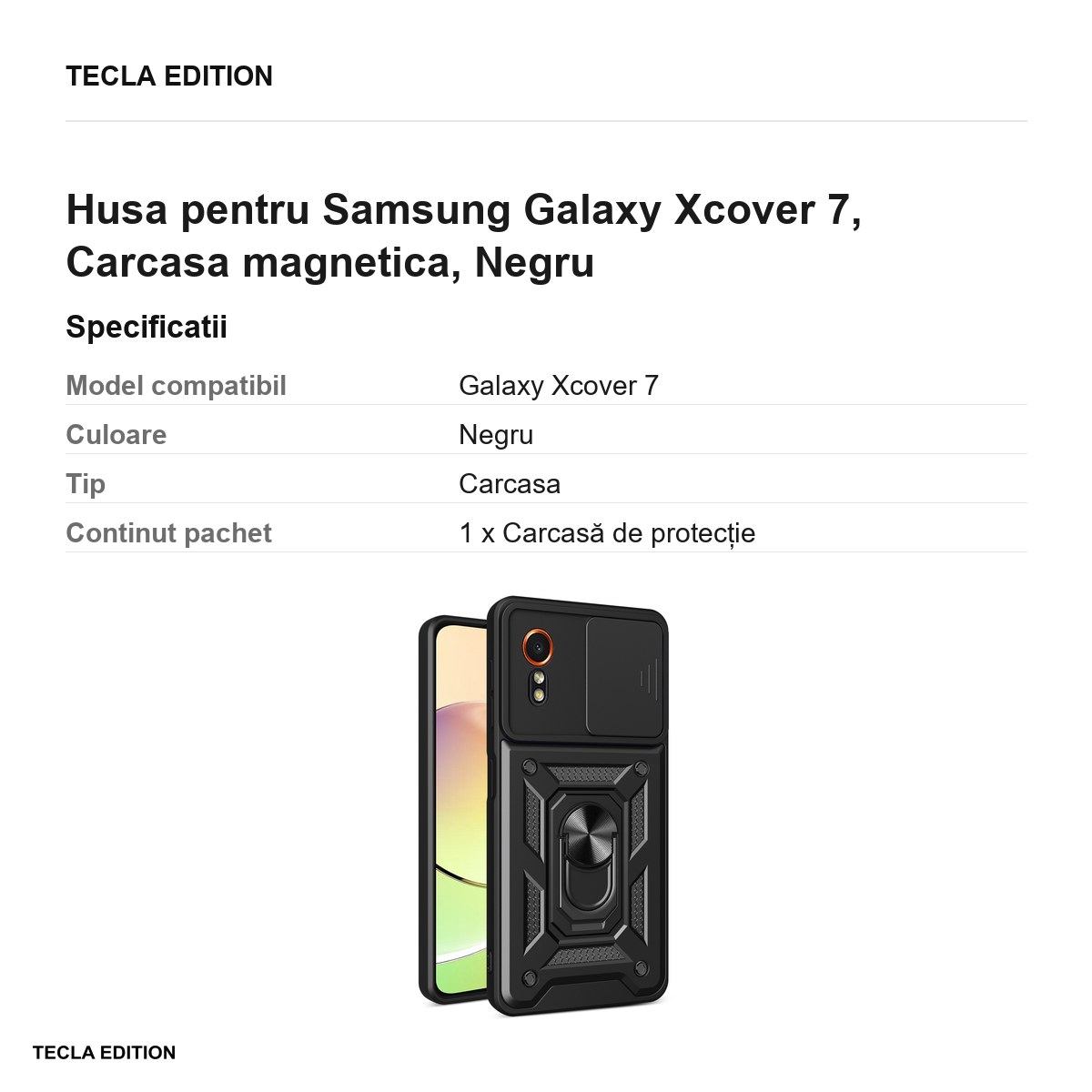 Husa Defender Slide Xcover 7 pentru Samsung Galaxy Xcover 7, Carcasa magnetica, Negru [2]