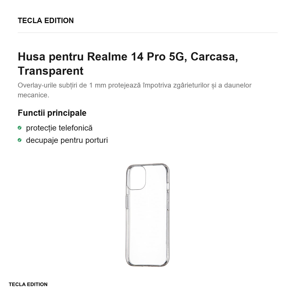 Husa Slim 1 mm pentru Realme 14 Pro 5G, Carcasa, Transparent [1]
