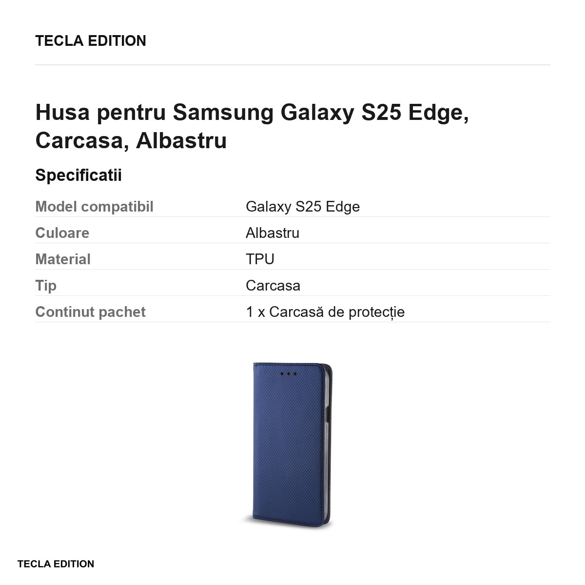 Husa Smart Magnet pentru Samsung Galaxy S25 Edge, tip carte, Albastru [2]