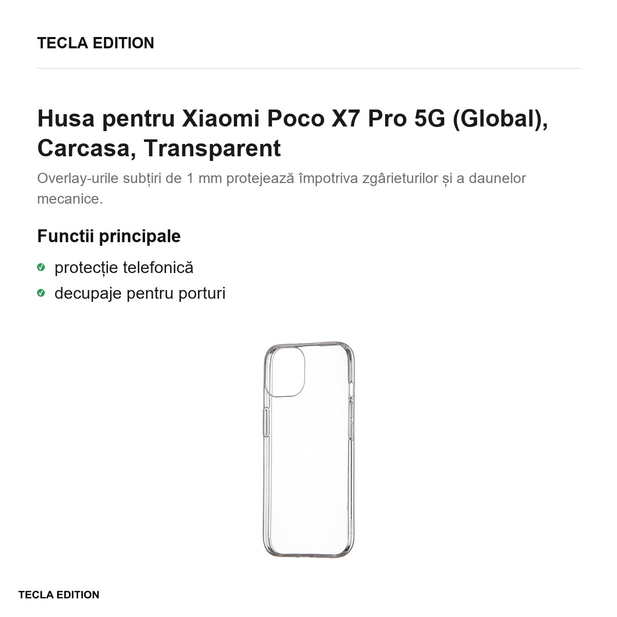 Husa Slim 1 mm pentru Xiaomi Poco X7 Pro 5G (Global), Carcasa, Transparent [1]