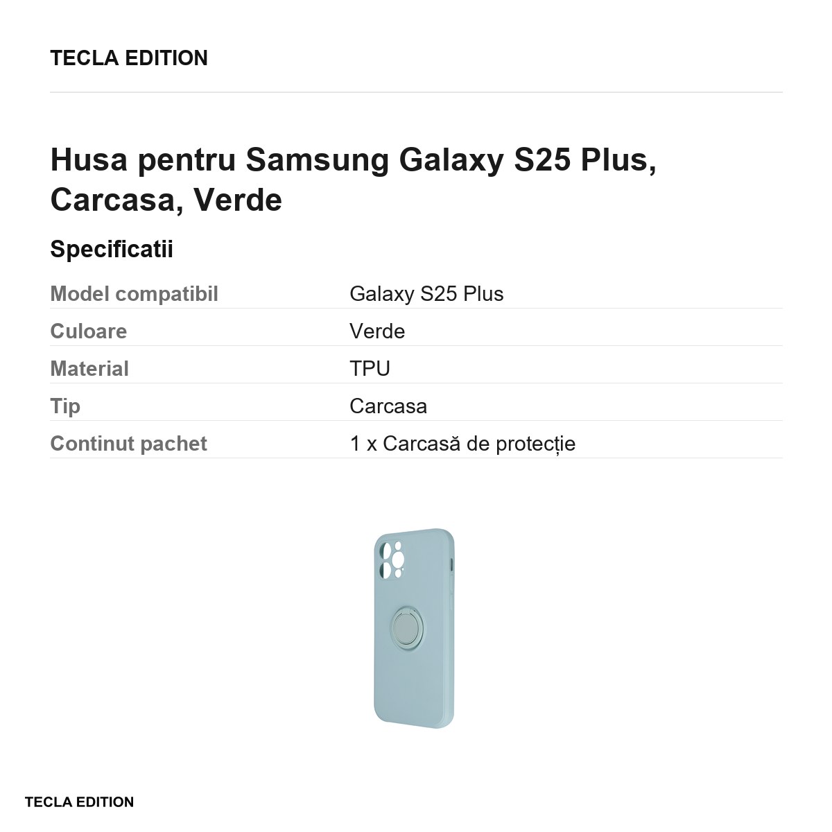 Husa Finger Grip pentru Samsung Galaxy S25 Plus, Carcasa, Verde [2]