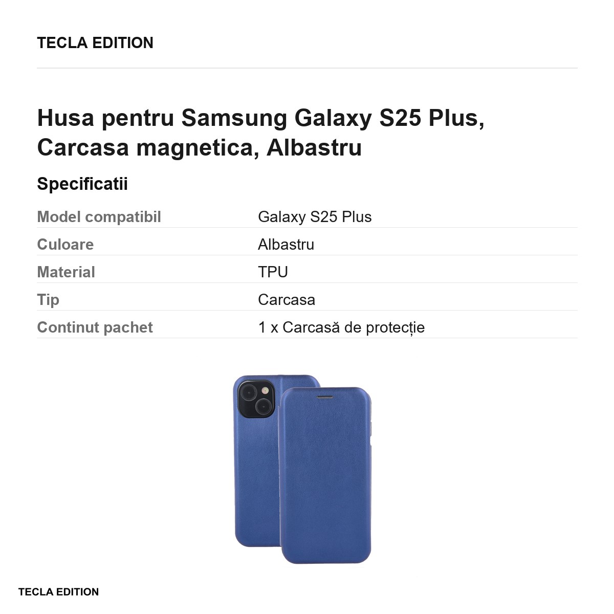 Husa Smart Diva pentru Samsung Galaxy S25 Plus, tip carte cu inchidere magnetica, Albastru [2]