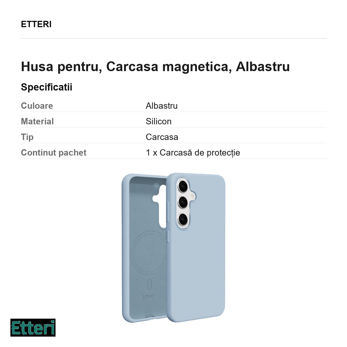 Husa Etteri Silicone Mag pentru Samsung Galaxy S25, Carcasa magnetica, Albastru [2]