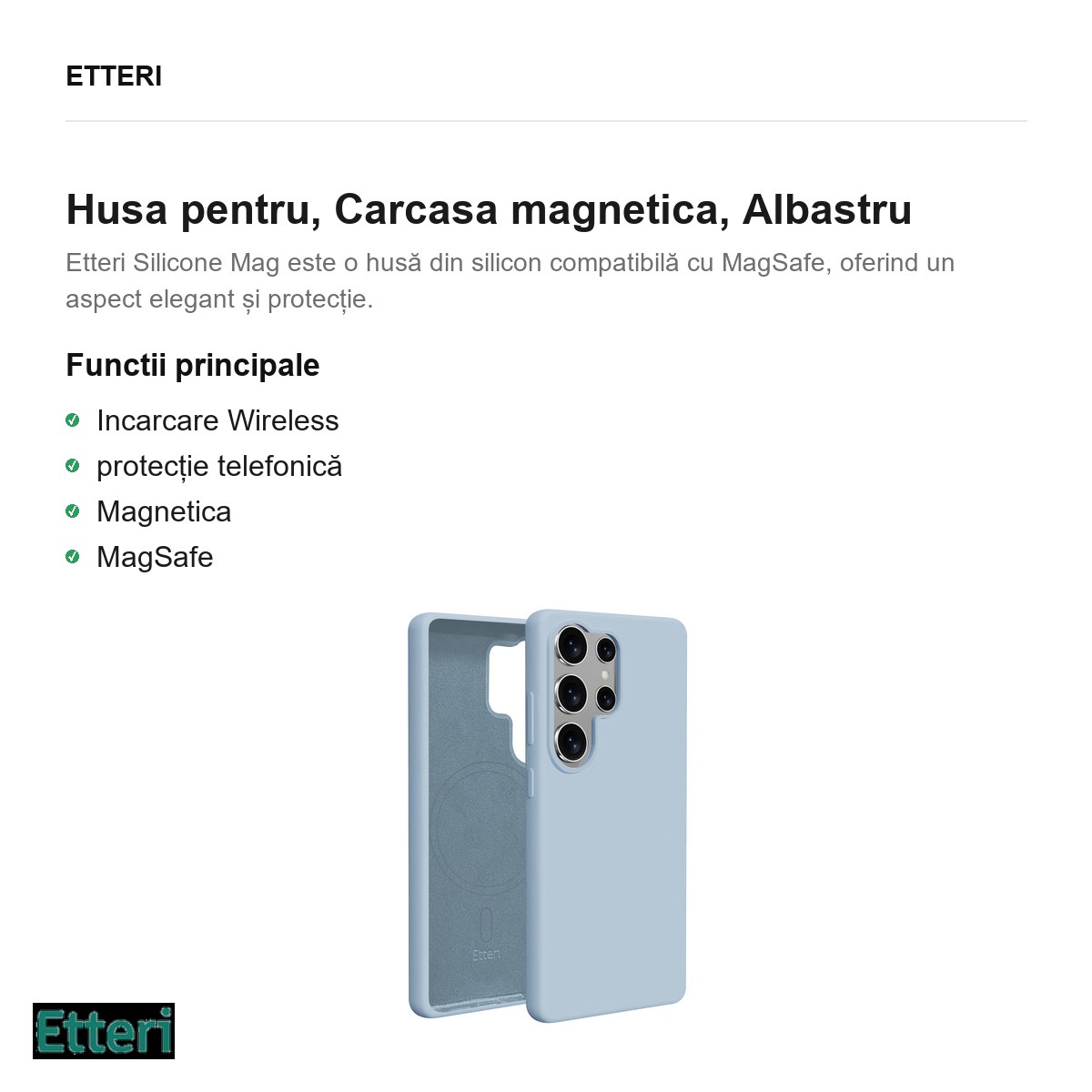 Husa Etteri Silicone Mag pentru Samsung Galaxy S25 Ultra, Carcasa magnetica, Albastru [1]