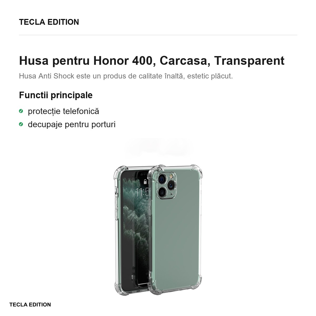 Husa Anti Shock 1,5 mm pentru Honor 400, Carcasa, Transparent [1]