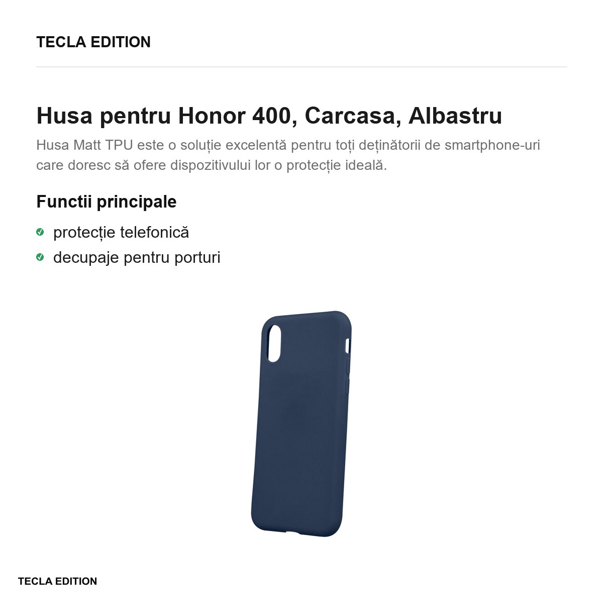 Husa Matt TPU pentru Honor 400, Carcasa, Albastru [1]