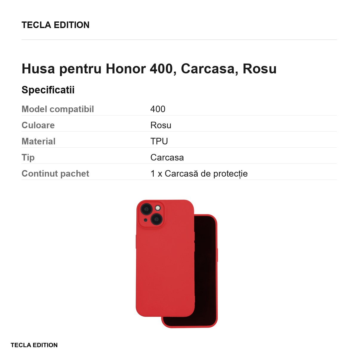 Husa Silicon pentru Honor 400, Carcasa, Rosu [2]