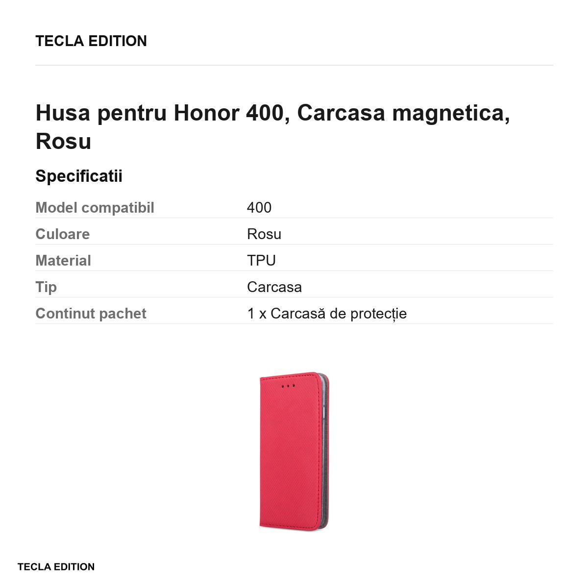 Husa Smart Magnet pentru Honor 400, tip carte cu inchidere magnetica, Rosu [2]