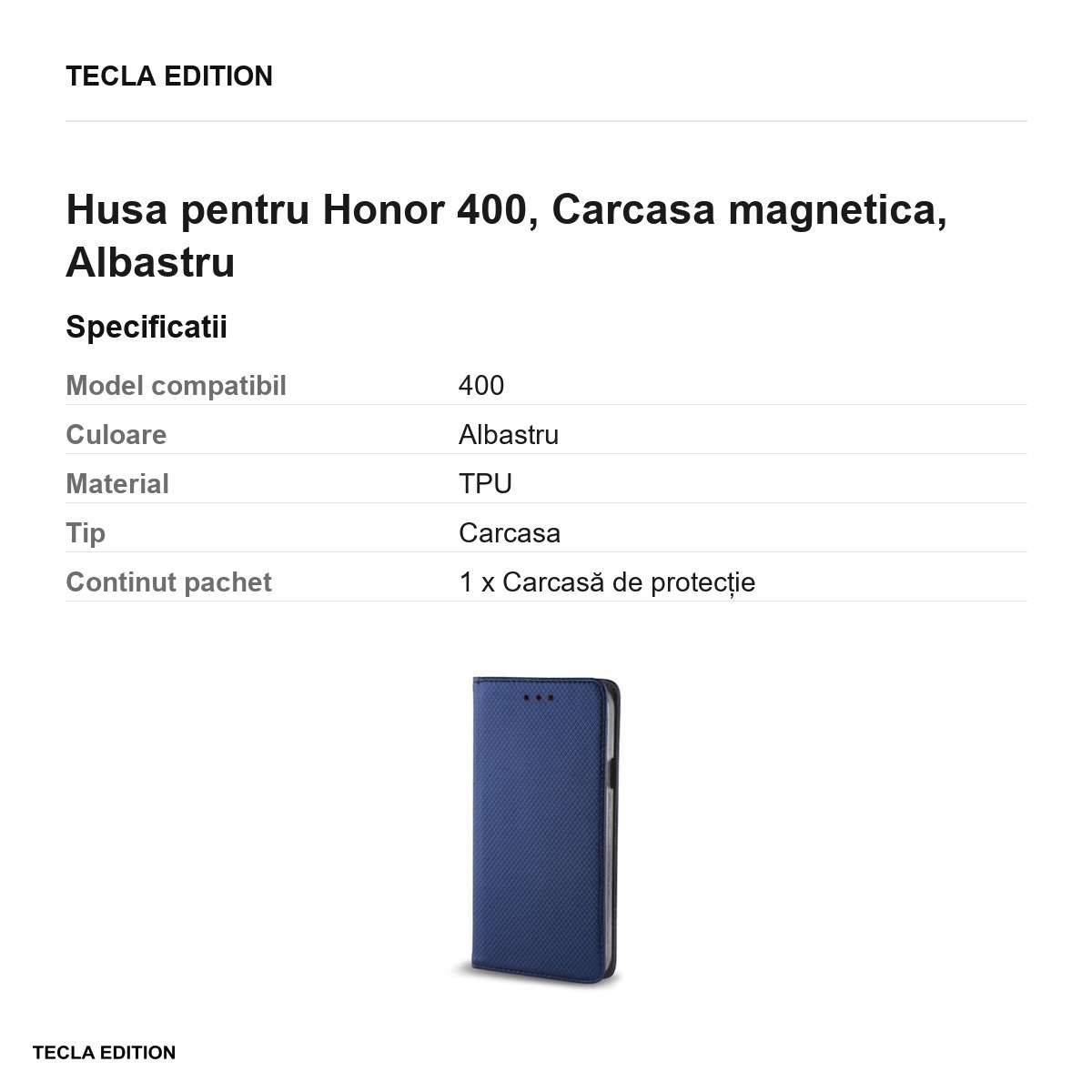 Husa Smart Magnet pentru Honor 400, tip carte cu inchidere magnetica, Albastru [2]