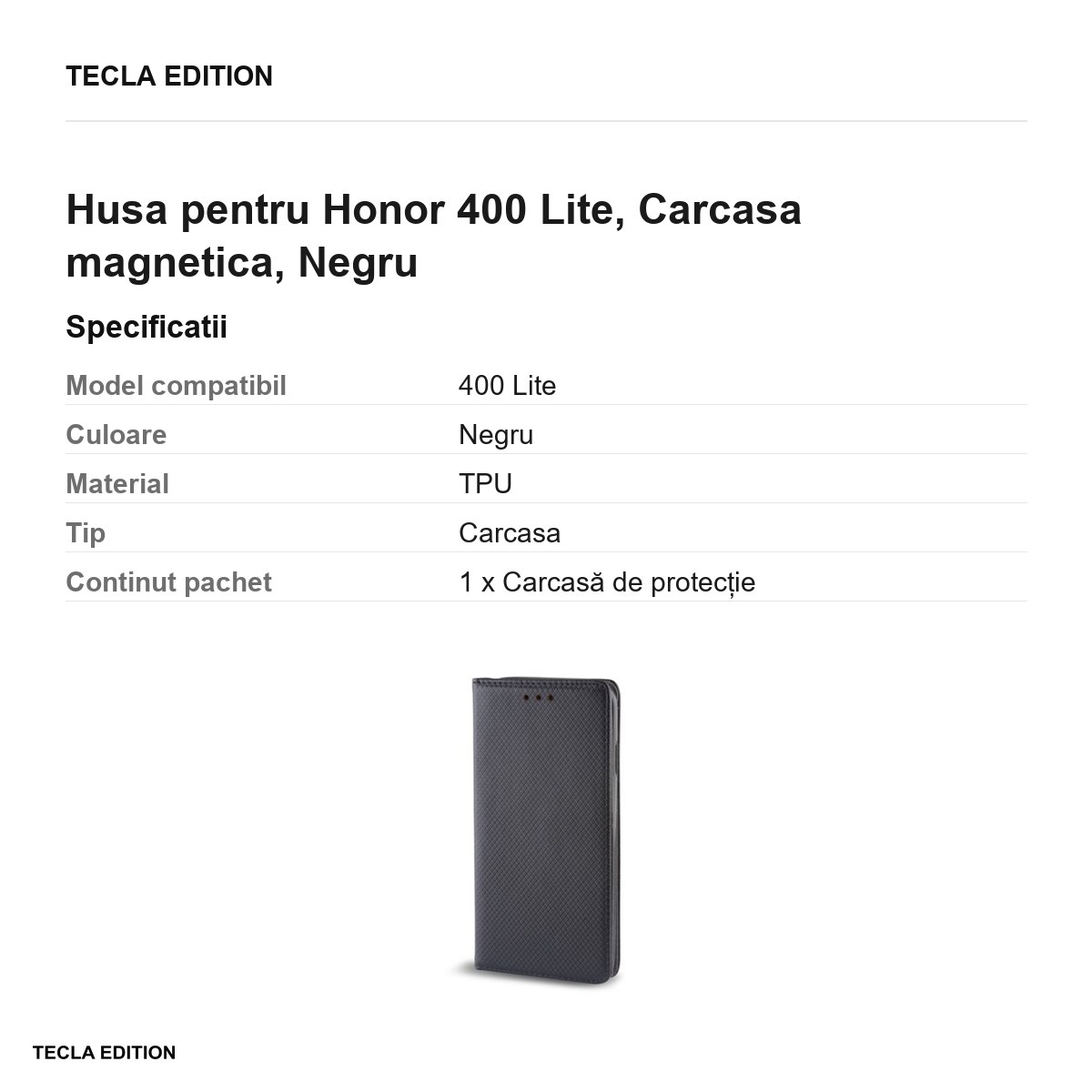 Husa Smart Magnet pentru Honor 400 Lite, tip carte cu inchidere magnetica, Negru [2]